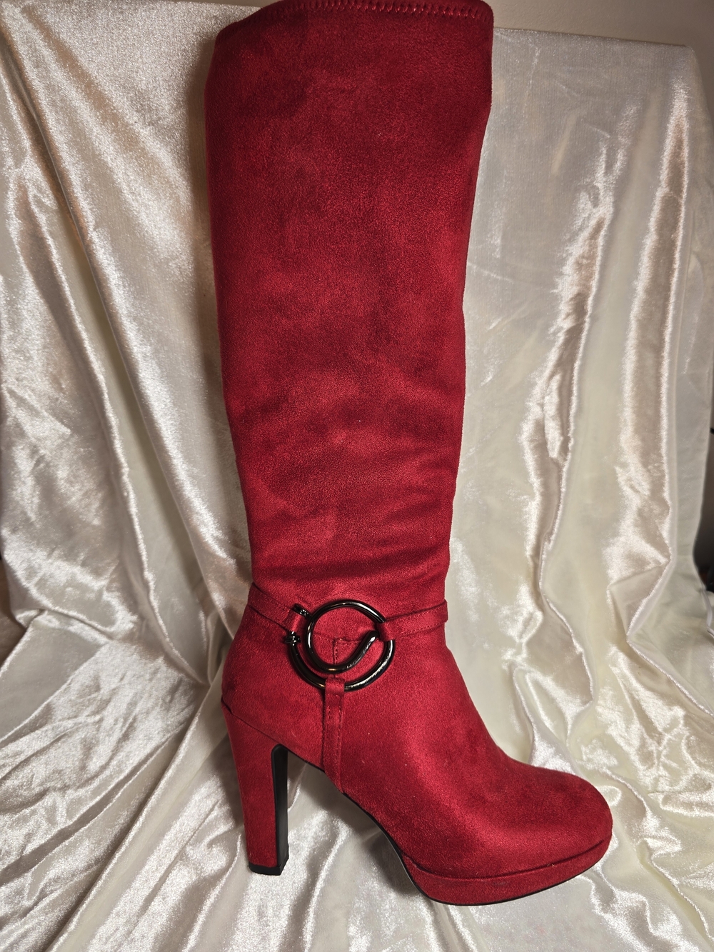 Impo Olita Scarlet Red Faux Suede Knee High Boots - Size 6 (Excellent Condition)